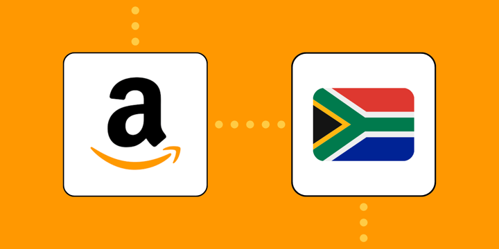 Amazon logo and South African flag
